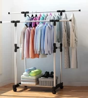 Double Pole Telescopic Stainless Steel Clothes Rack High Quality