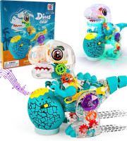 Transparent Duewry Dinosaur Toys, Walking Dinosaur Toys with Light & Music & Roaring Sound.