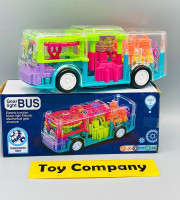 Realistic transparent gear bus battery operated funny toy and 3d stage multi colored lights