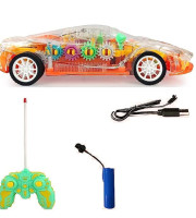 Remote Control Concept Musical and 3D Lights Kids Transparent Car, Battery Included Recharbeable Toys for Kids