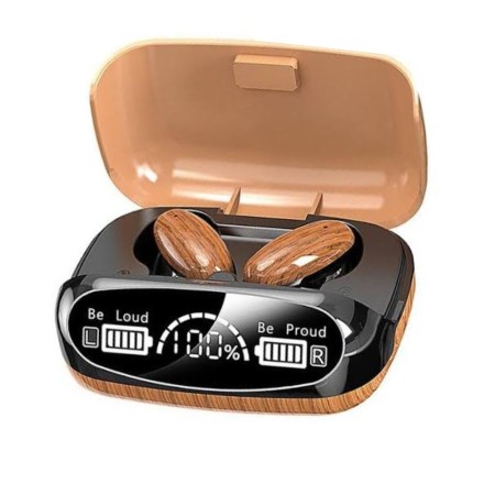 M35 TWS Sports Bluetooth 5.2 Wireless Headphones with Waterproof Wood Grain Gaming HiFi Earbuds