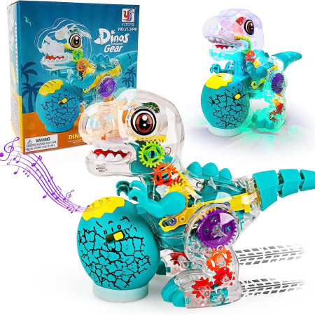 Transparent Duewry Dinosaur Toys, Walking Dinosaur Toys with Light & Music & Roaring Sound.