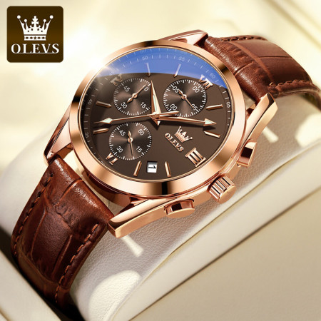 OLEVS Luxury Smart Fitness Wrist Watch-Coffee colour