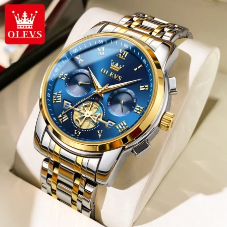 OLEVS Men's Luxury Stainless Steel Strap Luminous Hands Waterproof Quartz Watch 2858