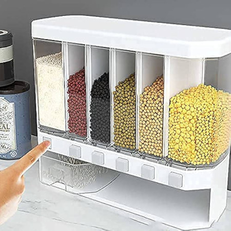 6 in 1 Wall Mount Kitchen Spice Containers-Dry Food Dispense