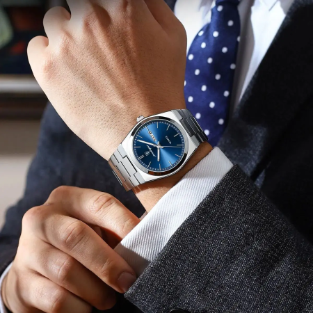 BLUE - POEDAGAR Men's New Luxury Luminous Date Week Stainless Steel Quartz Watch For Men.